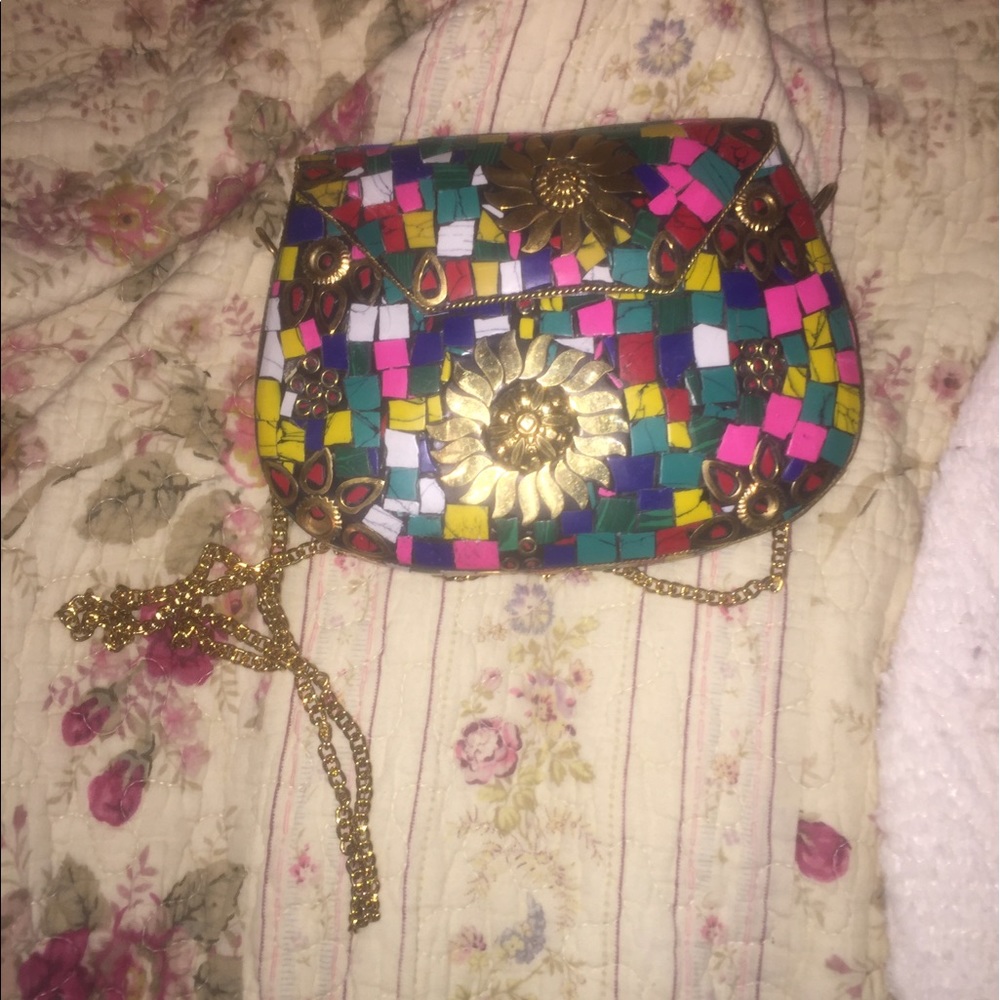 Glamorous Tile Print Metal Cross Body Bag
