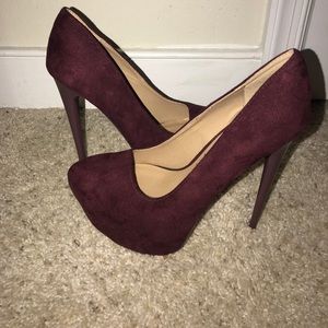 Suede Burgundy Pumps