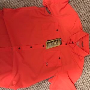 Under armour orange button up shirt sleeve shirt