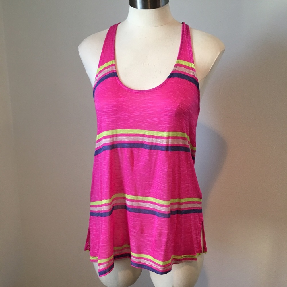 Splendid Razor Back Tank in pink stripe