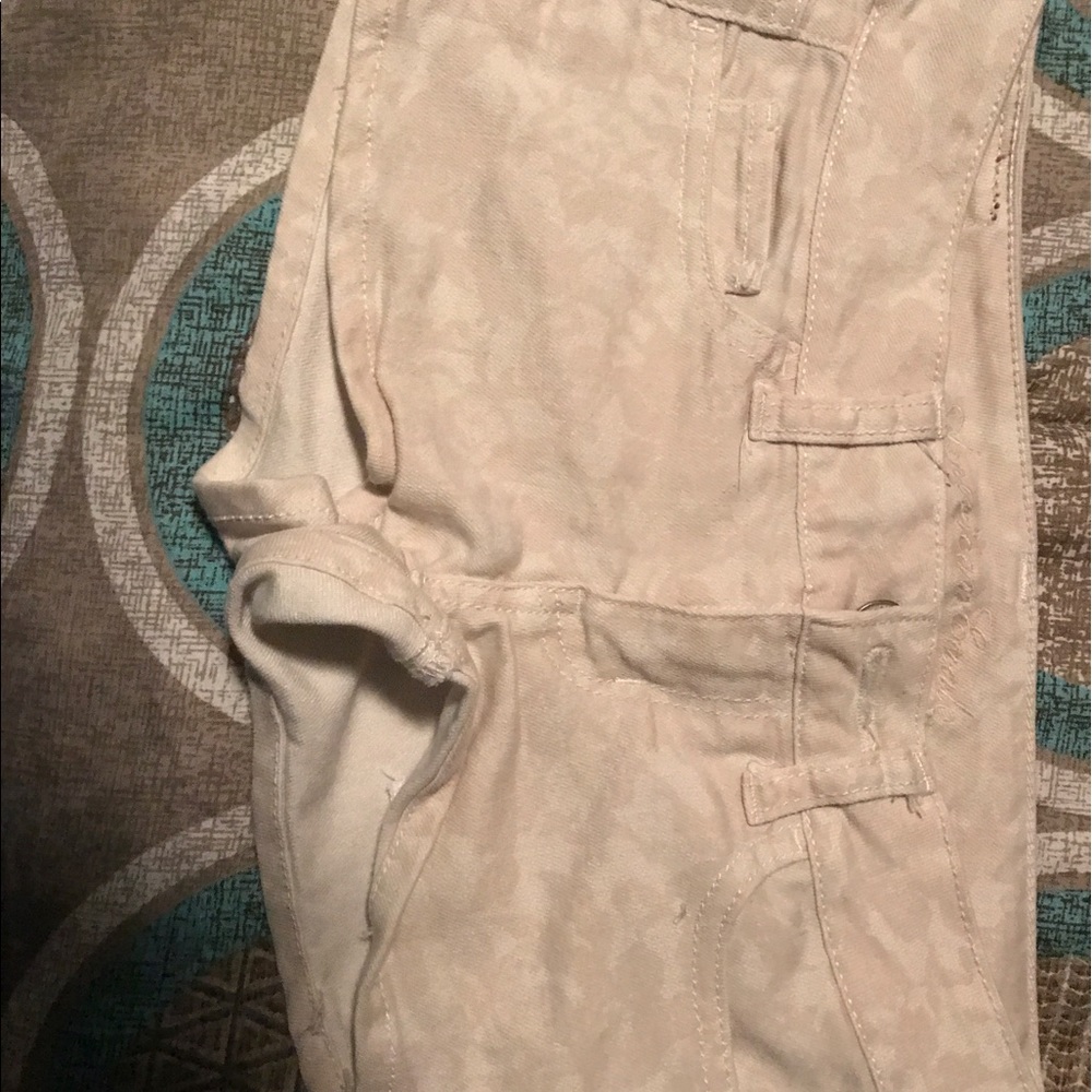 Floral American eagle shorts.