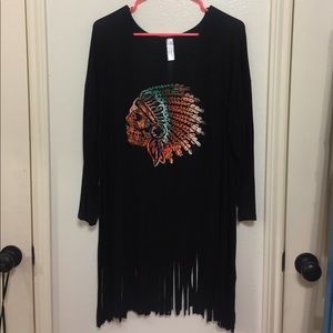 Plus Size Indian Head Fringe Top XXL