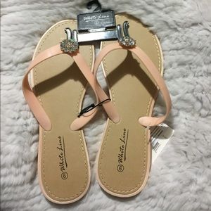 White Line rhinestone cluster sandals flip flops
