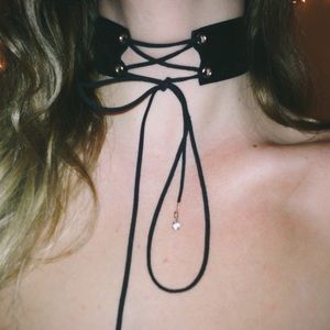 Price reduced!! Black Velvet Lace-Up Choker