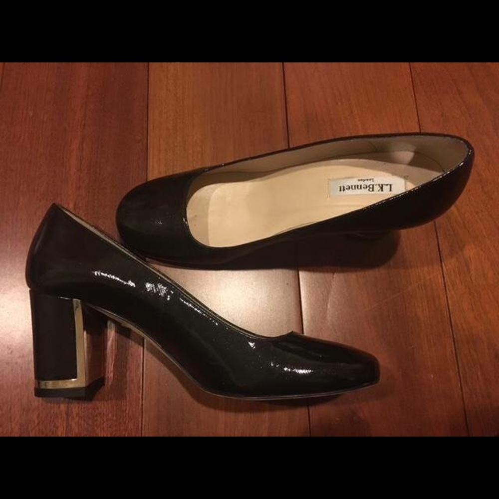 LK Bennett Tia Saffiano Patent Leather Block Heel - Picture 4 of 6