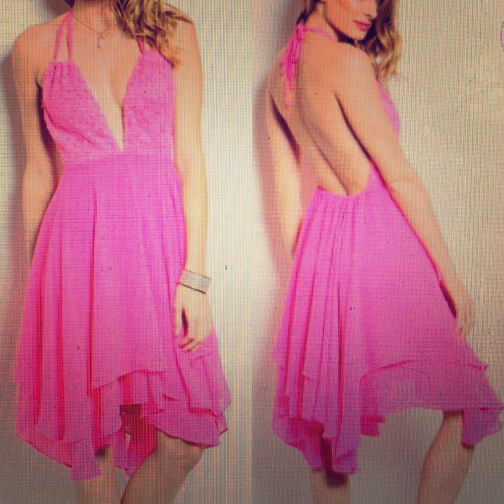 Super sexy hot pink backless dress