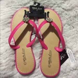 White Line rhinestone cluster sandals flip flops
