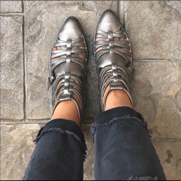 Distressed Metallic Silver Strappy Bootie - Picture 7 of 8