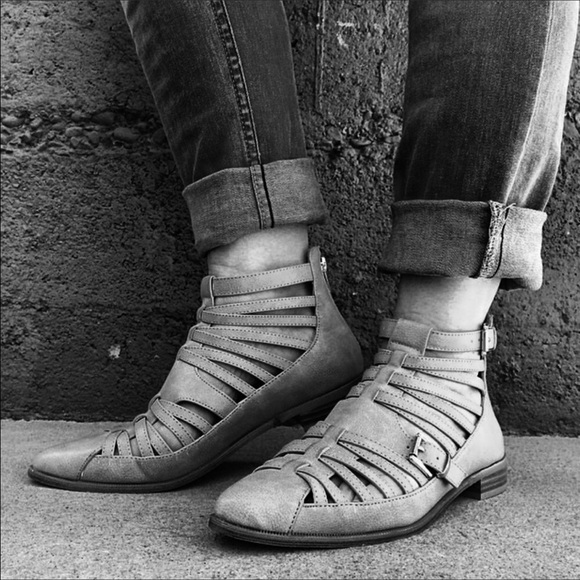 Distressed Metallic Silver Strappy Bootie - Picture 8 of 8