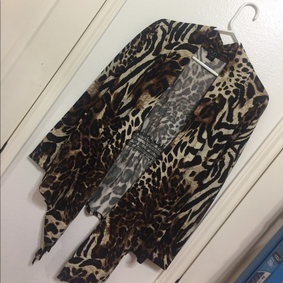 Sweaters - Plus Size 2X Animal Print Long Sleeve Cardigan