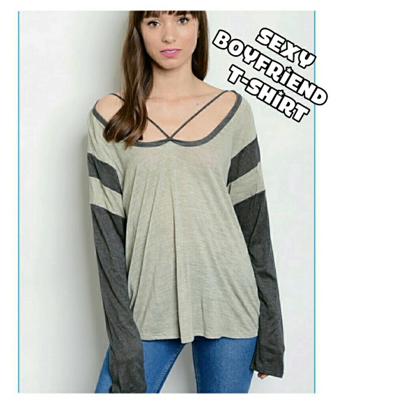 Tops - 💋Taupe and Grey Sexy Boyfriend t-shirt