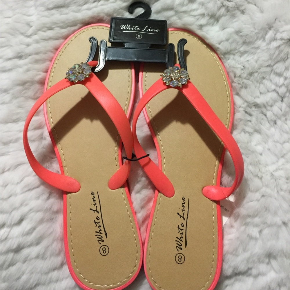 White Line rhinestone cluster sandals flip flops