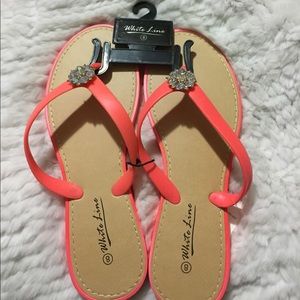 White Line rhinestone cluster sandals flip flops