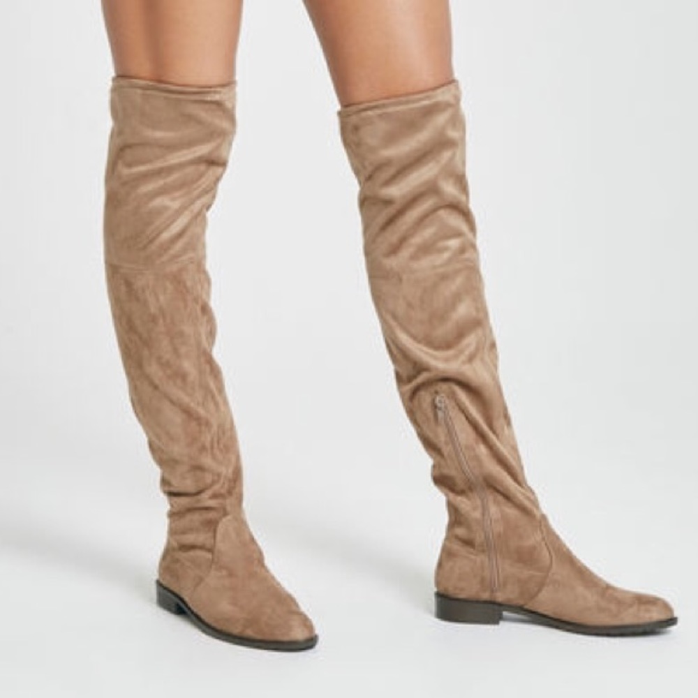 Suede thigh high boots