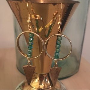 Turquoise and gold round drop earrings
