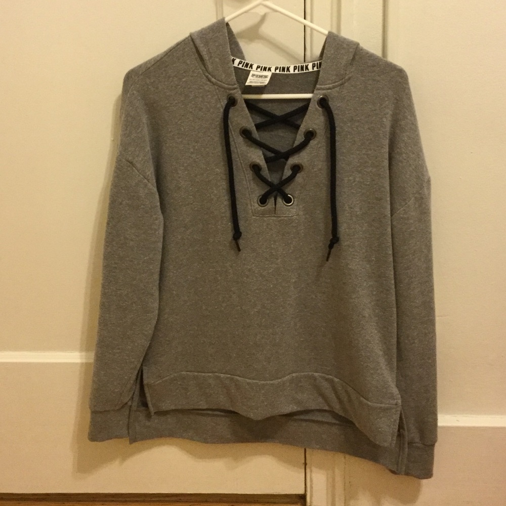Victoria's Secret PINK Lace Up Pull Over Hoodie