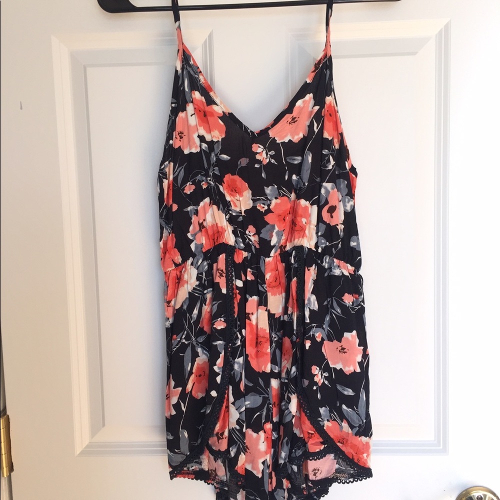 LF Stores NWOT Blue Floral Romper/Playsuit