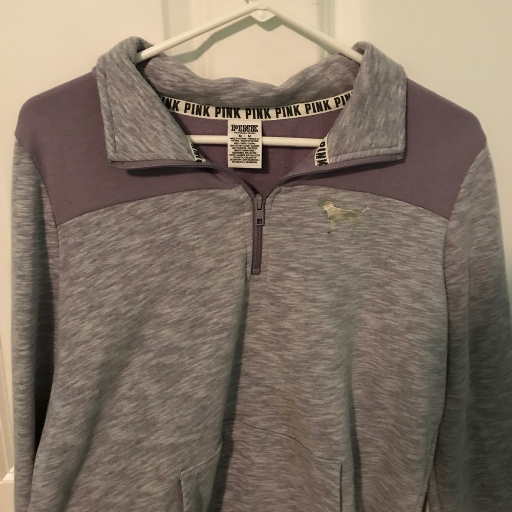 half zip pink jacket