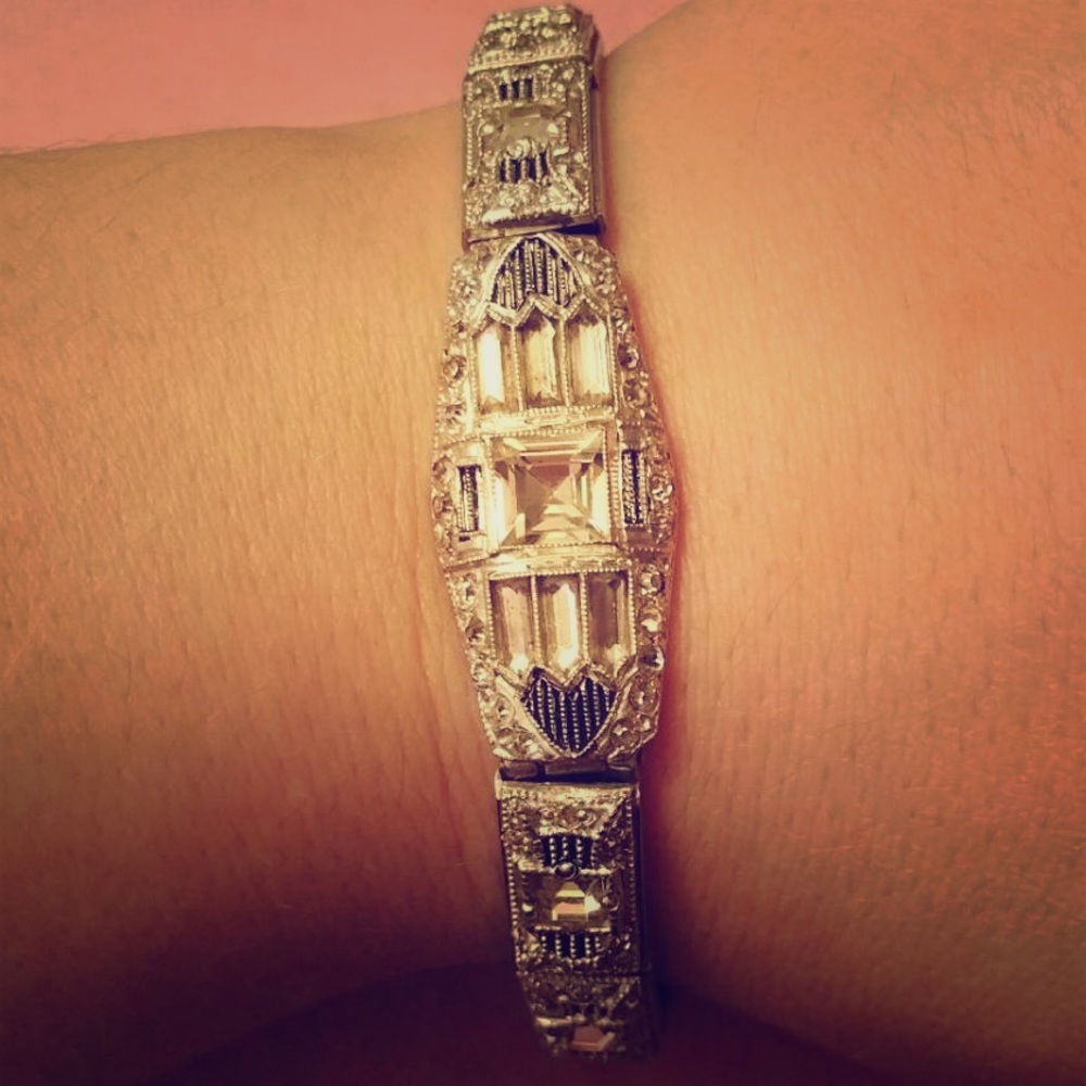 Antique Art Deco 1930's silver tone bracelet