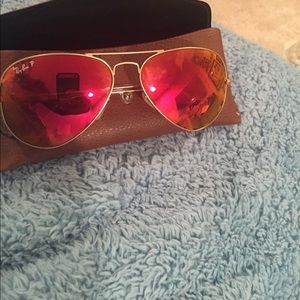 ON SALE. red reflector raybans polarized aviators