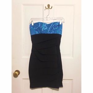 Blue and Black Bodycon Dress 💙🖤✨