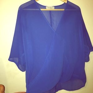 WAYF blue chiffon short sleeve
