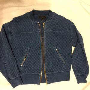 J. Crew quilted indigo bomber