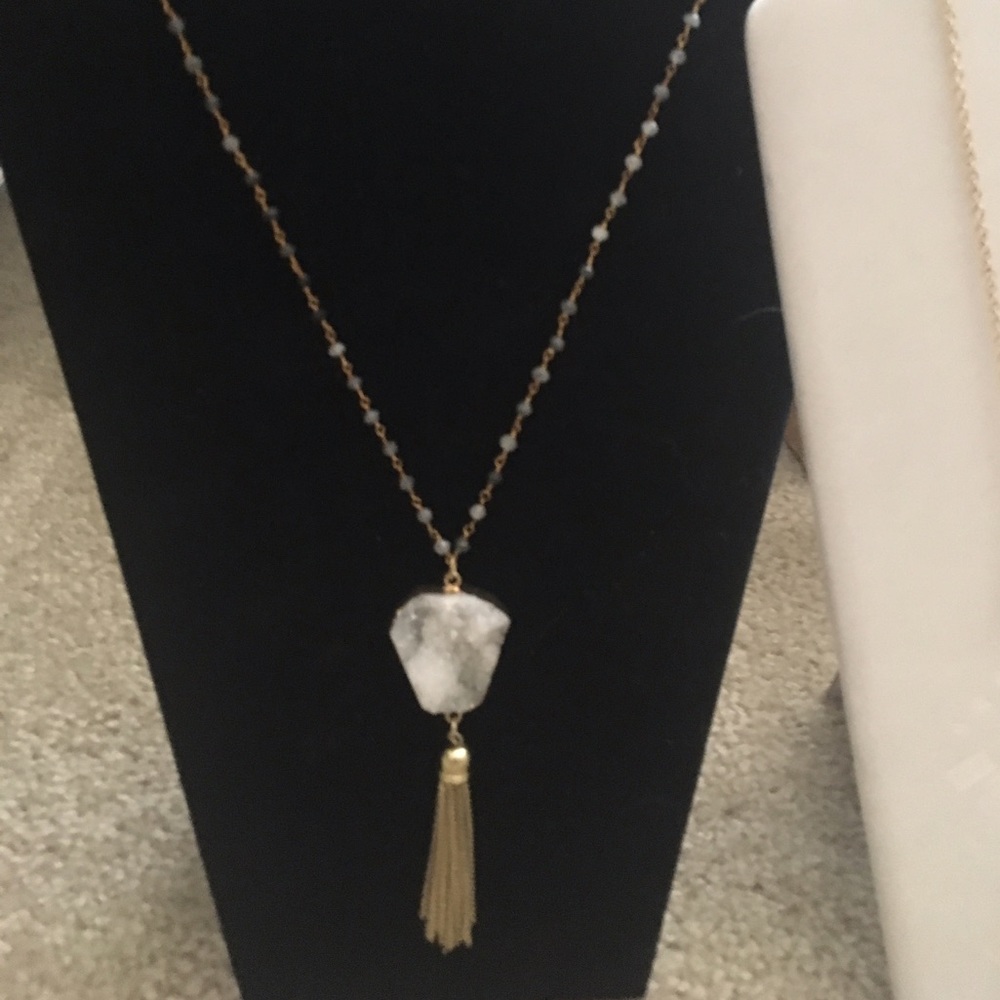 🚫SOLD🚫Long beaded crystal tassel necklace