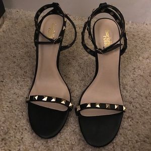 Studded Black High Heel Sandals