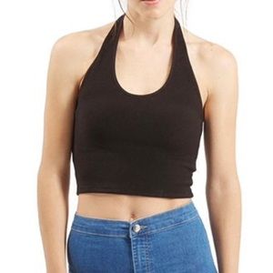 Black halter crop top