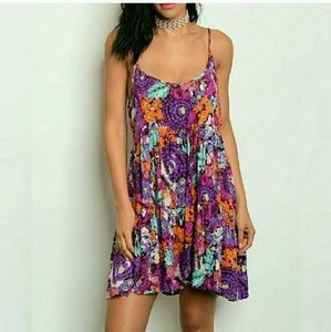 PURPLE MULTI RAYON DRESS
