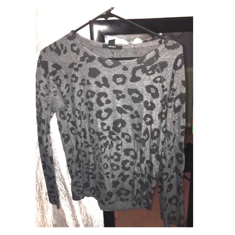 Black and Gray Cheetah Print Sweater
