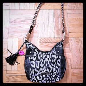 Betsey Johnson Silver/Gray Leopard Crossbody Bag