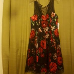 Lovely black floral dress, sz 16