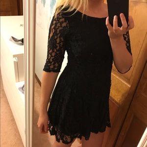 Black Lace Skater Dress