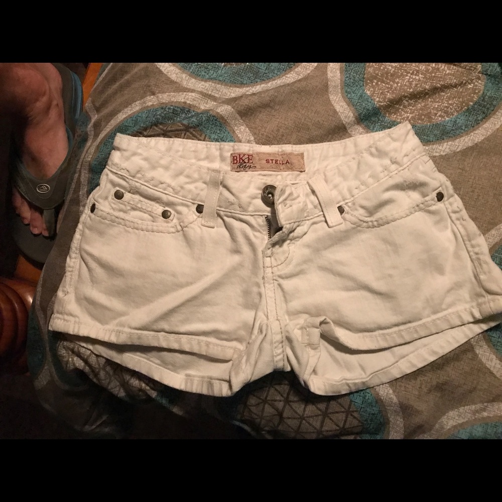 White bke jean shorts