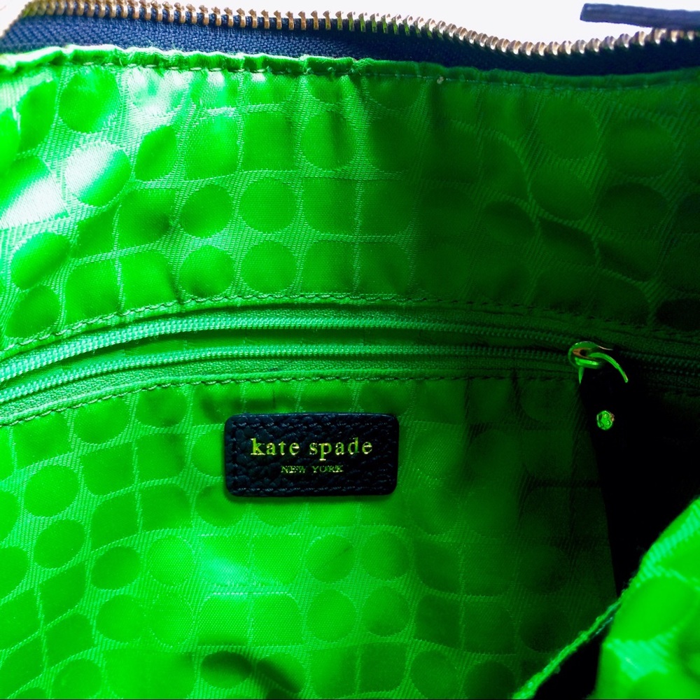 Kate Spade Black leather Green lining shoulder bag