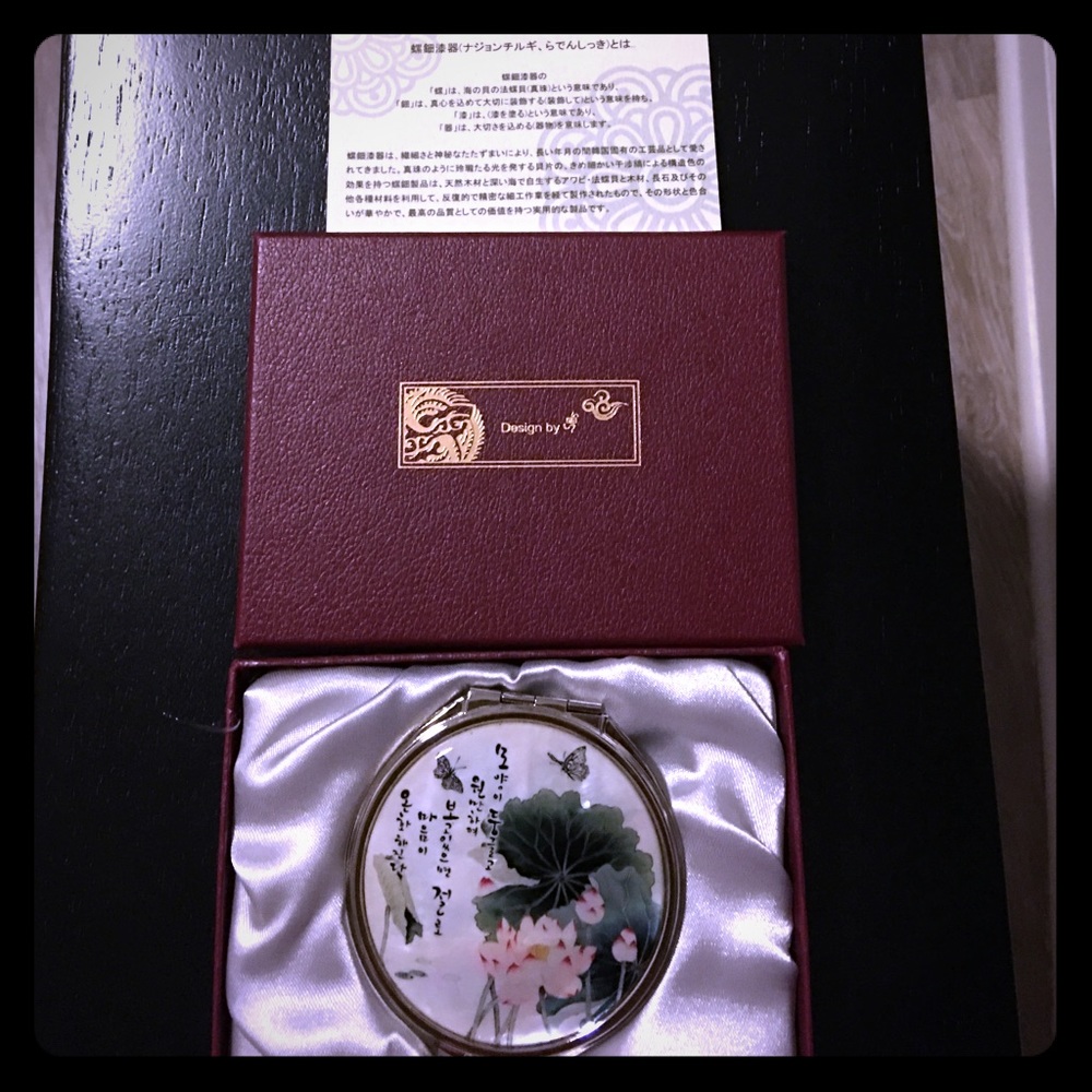 Korean lacquerware mother of pearl mirror