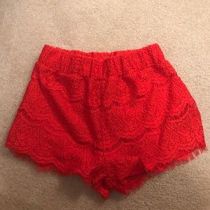 Charlotte Russe Red Crocheted Shorts