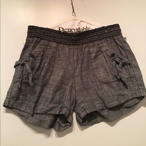 Faux Denim Shorts with Fitted Waistband