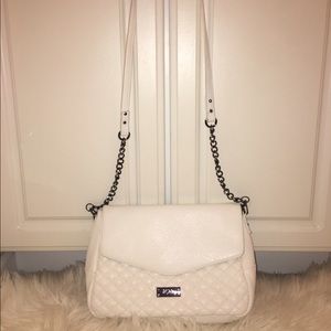 BCBG White Quilted Gun Metallic Chain Bag