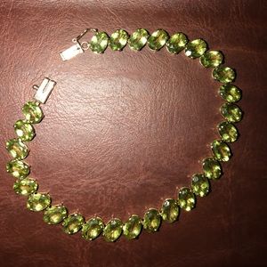 14k Gold oval Peridot Tennis Bracelet