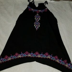 Colorful print on black tank