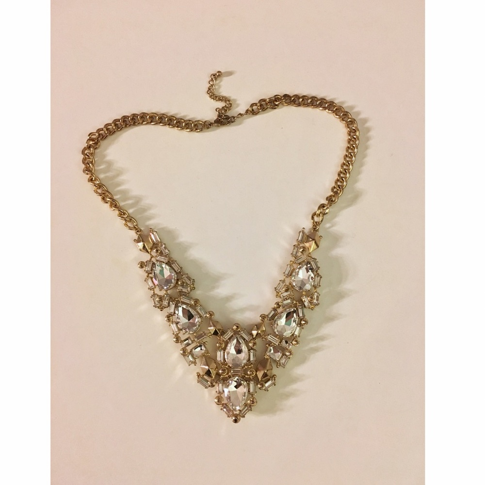 Gold Jeweled Statement Necklace /Cocktail Necklace