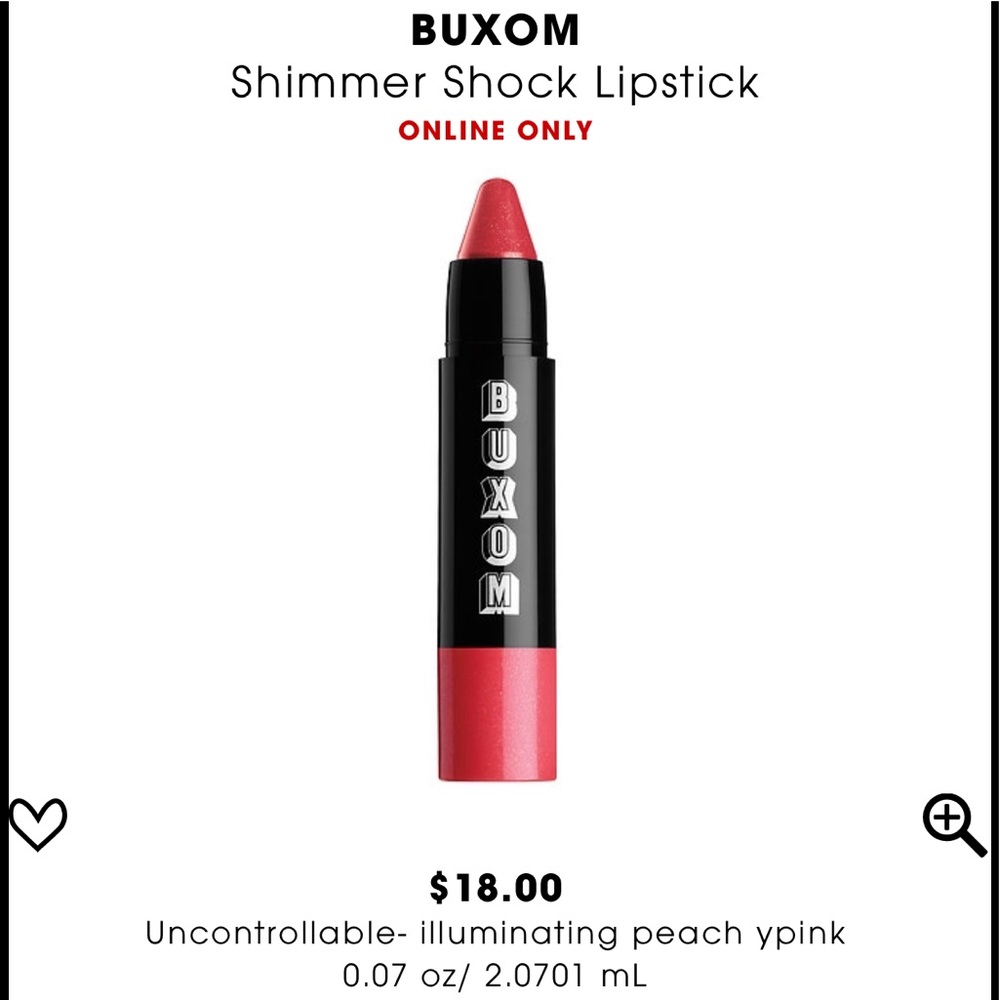 NIB Buxom Shimmer Shock Lipstick in Uncontrollable