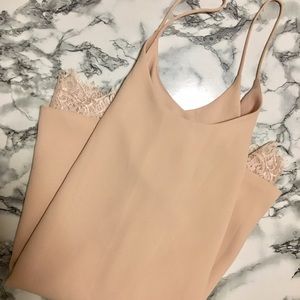 NUDE SLIP DRESS W/PEAK A BOO LACE