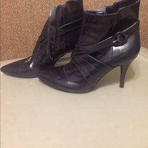 Dark purple pointed toe ankle boots