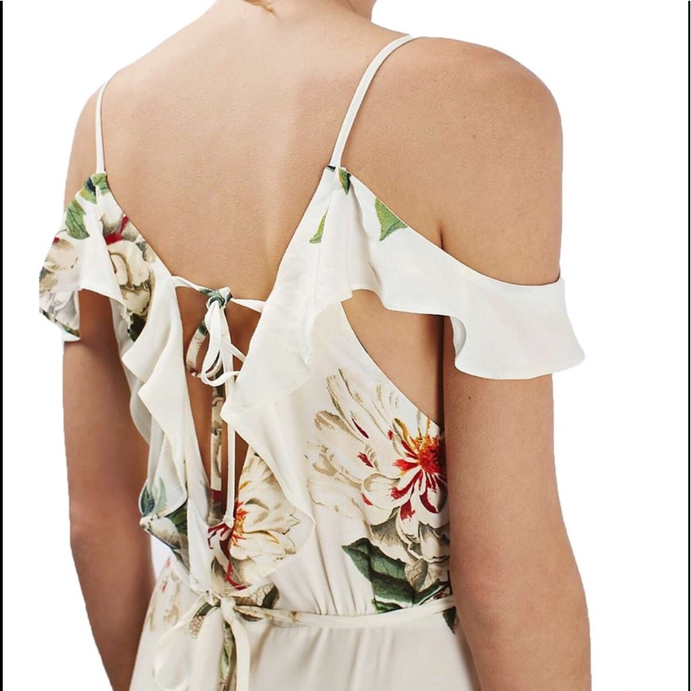 Topshop floral print cold shoulder wrap maxi dress - Picture 4 of 8