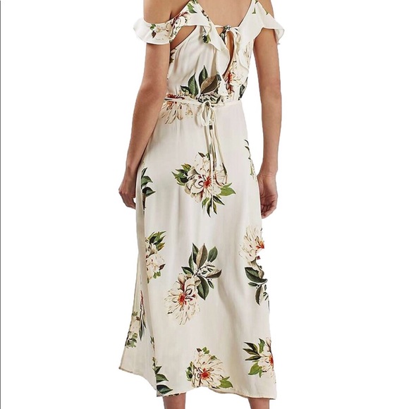 Topshop floral print cold shoulder wrap maxi dress - Picture 3 of 8
