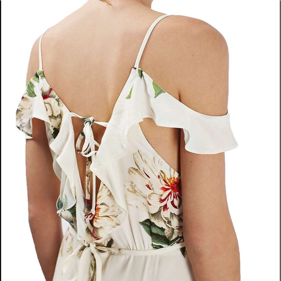 Topshop floral print cold shoulder wrap maxi dress - Picture 4 of 8